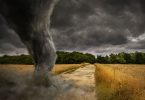 Tornado destroying landscape