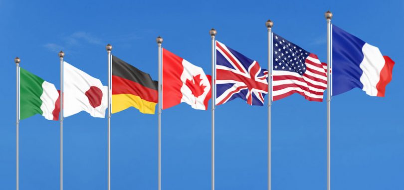 G7 Group of 7 flags Italy Japan Germany Canada UK USA France